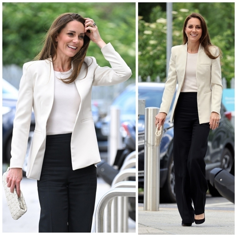Zara Cream Inverted Lapel Long Blazer Jacket
